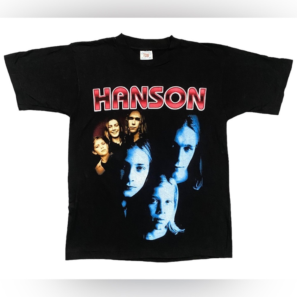 HANSON VINTAGE Pop Band Black Graphic T Shirt in Medium